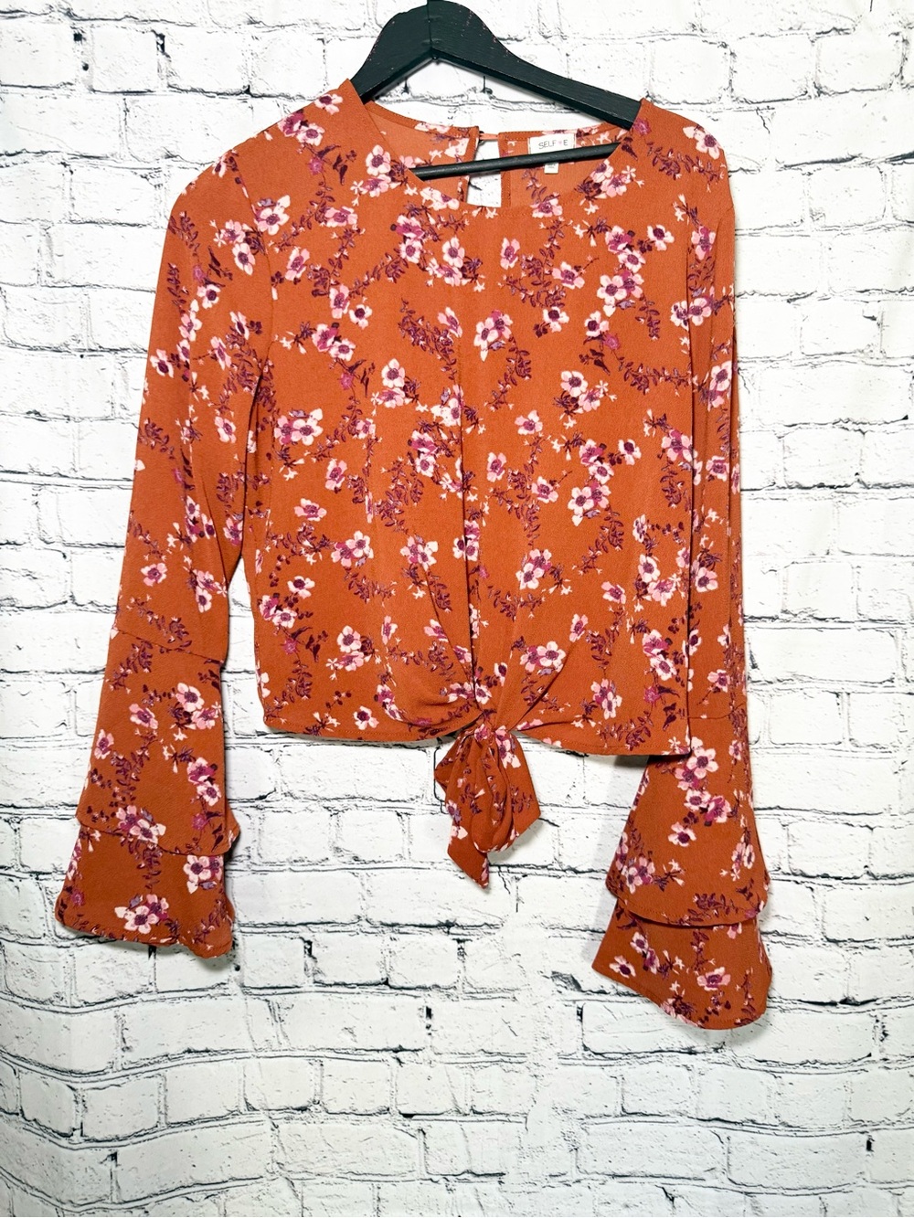 Selfie. Rust colored top. Size L